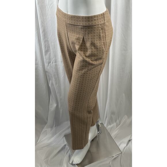 Ann Taylor Dress Textured Geo Pattern Pants Ankle Tan Ivory Cotton Blend L 87-12 - Picture 6 of 15